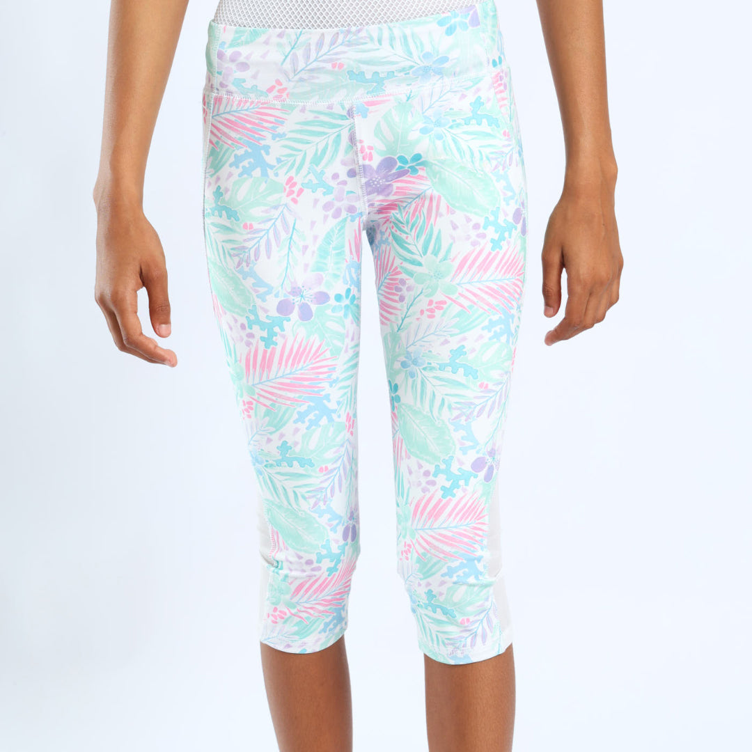 GIRLS WHITE PRINTED GYM PANT
