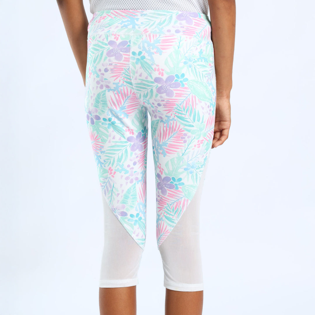 GIRLS WHITE PRINTED GYM PANT