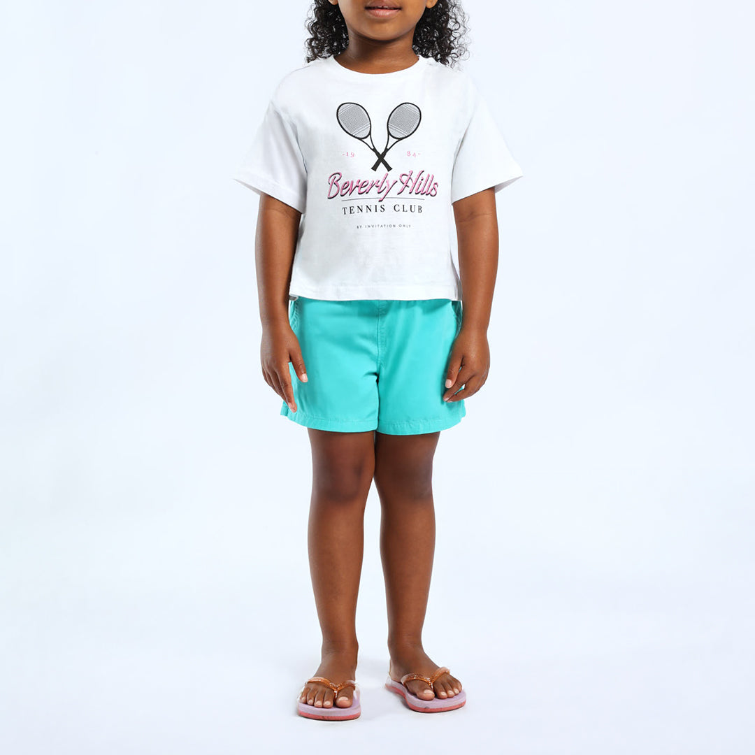 GIRLS GREEN SHORT (WITH ELASTIC WAISTBAND)
