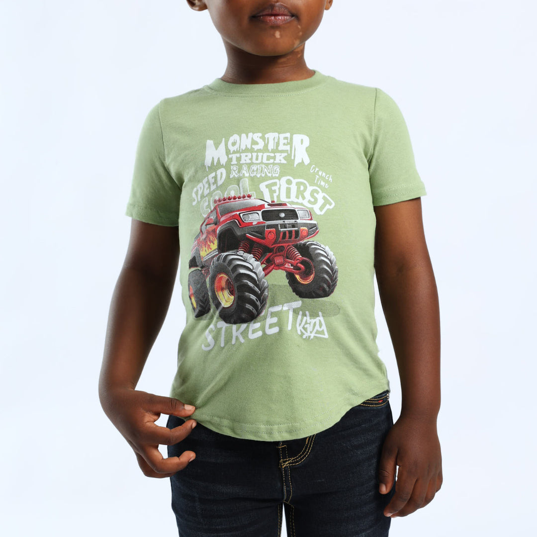 GREEN S/S PRINTED TEE