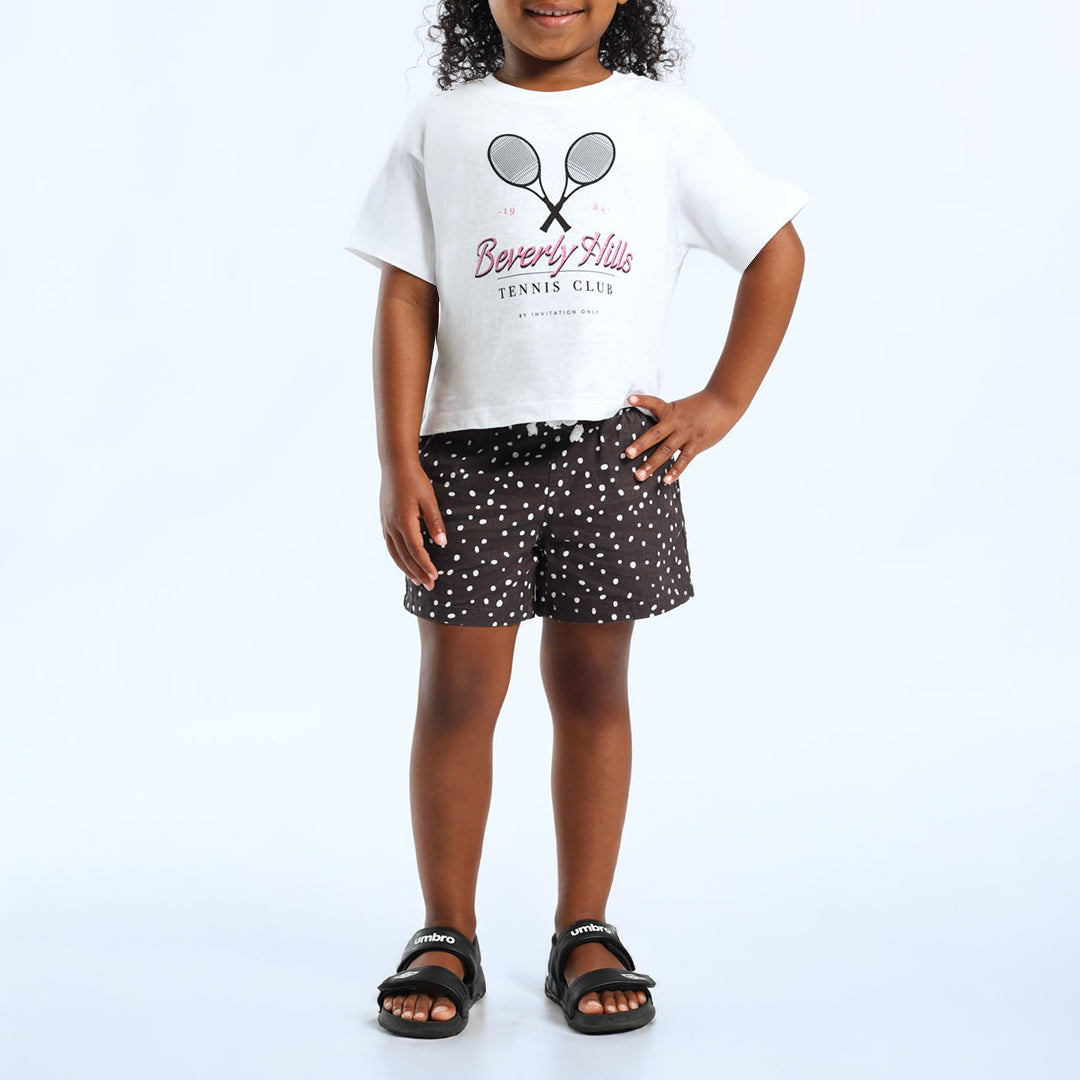 GIRLS DARK GREY SPOTTED SHORT