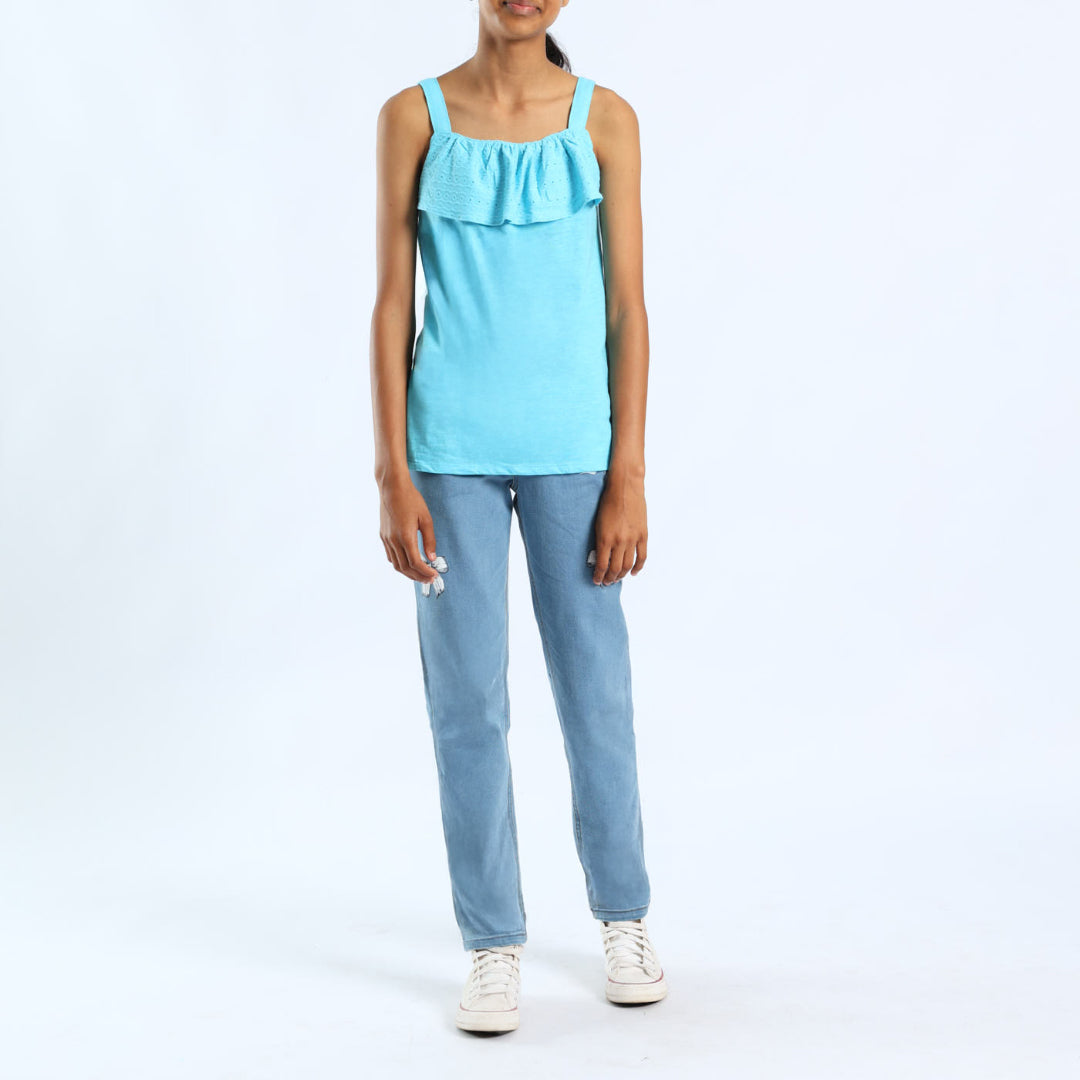 GIRLS BLUE SLEEVELESS TOP
