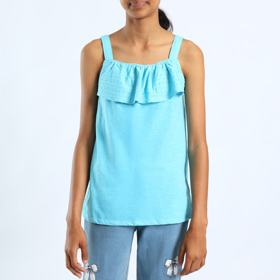 GIRLS BLUE SLEEVELESS TOP