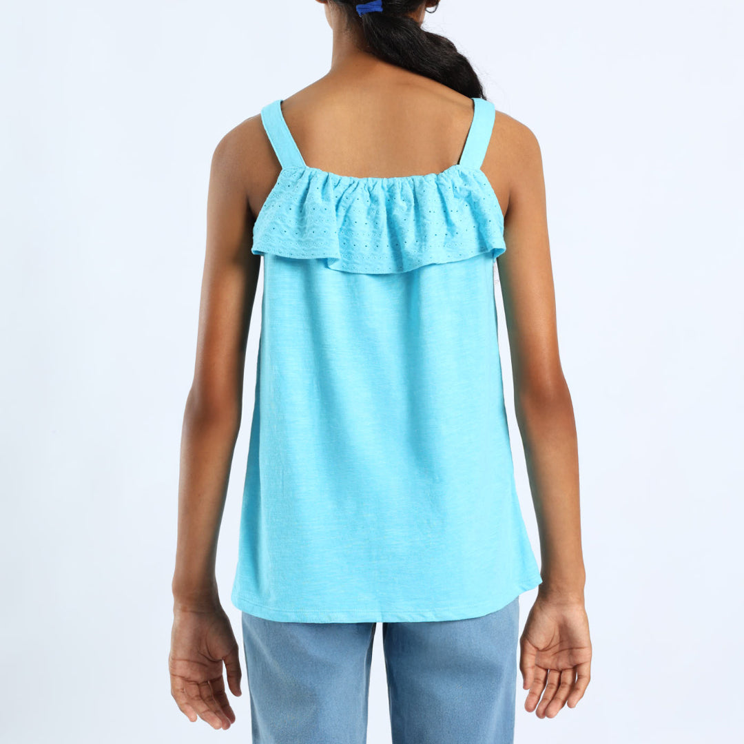 GIRLS BLUE SLEEVELESS TOP