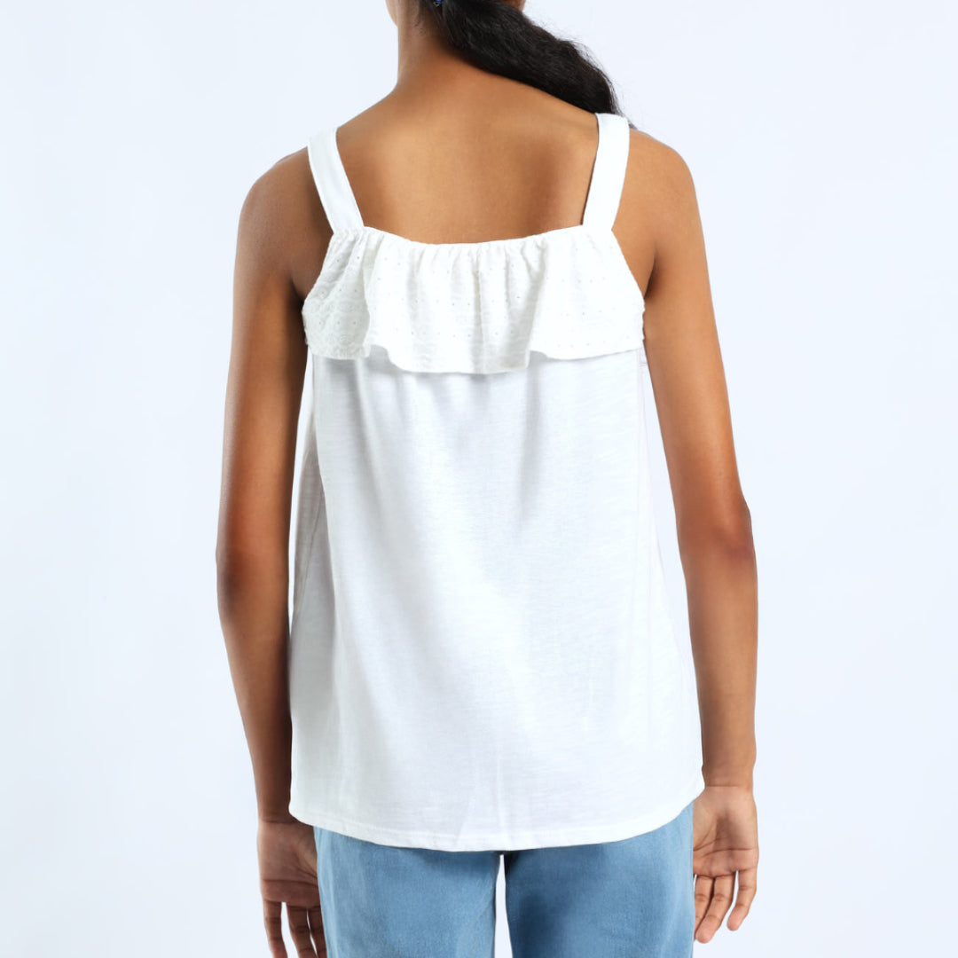 GIRLS WHITE SLEEVELESS TOP