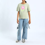 SAGE PRINTED SHORT SLEEVE TOP