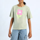 SAGE PRINTED SHORT SLEEVE TOP