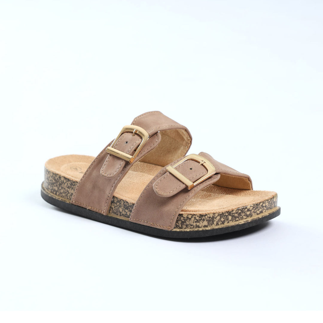 Birk Sandal.Gold Buckles