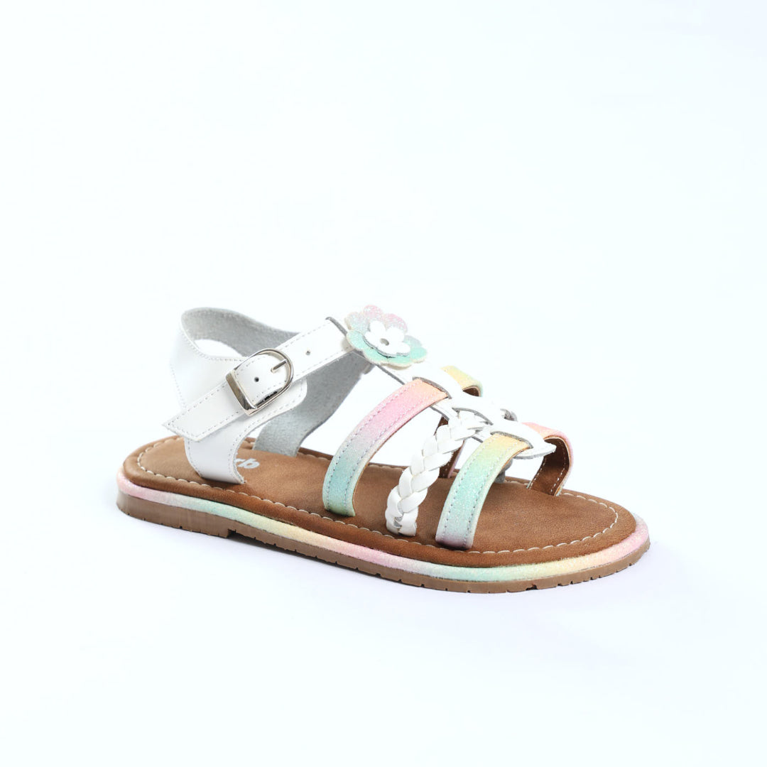 Strappy Leather Sandal.Glitter Detail.