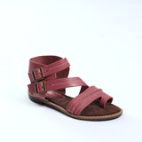 Leather Gladiator.Double Buckle.Randed Outsole.