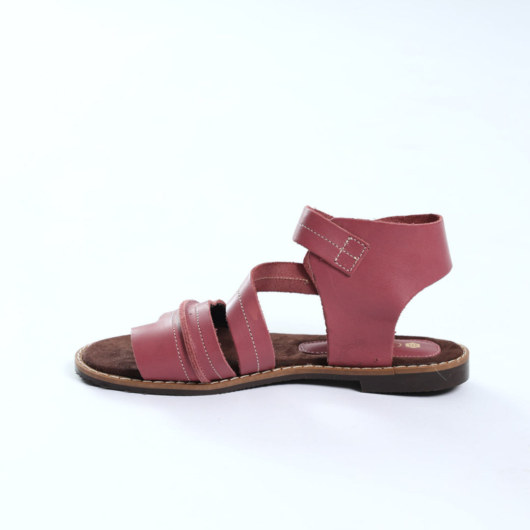 Leather Gladiator.Double Buckle.Randed Outsole.
