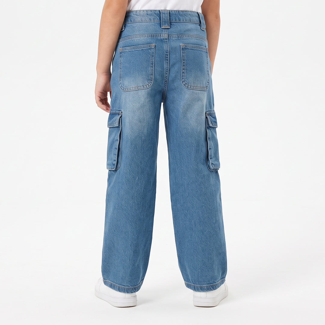 WIDE LEG NAVY  CARGO JEAN