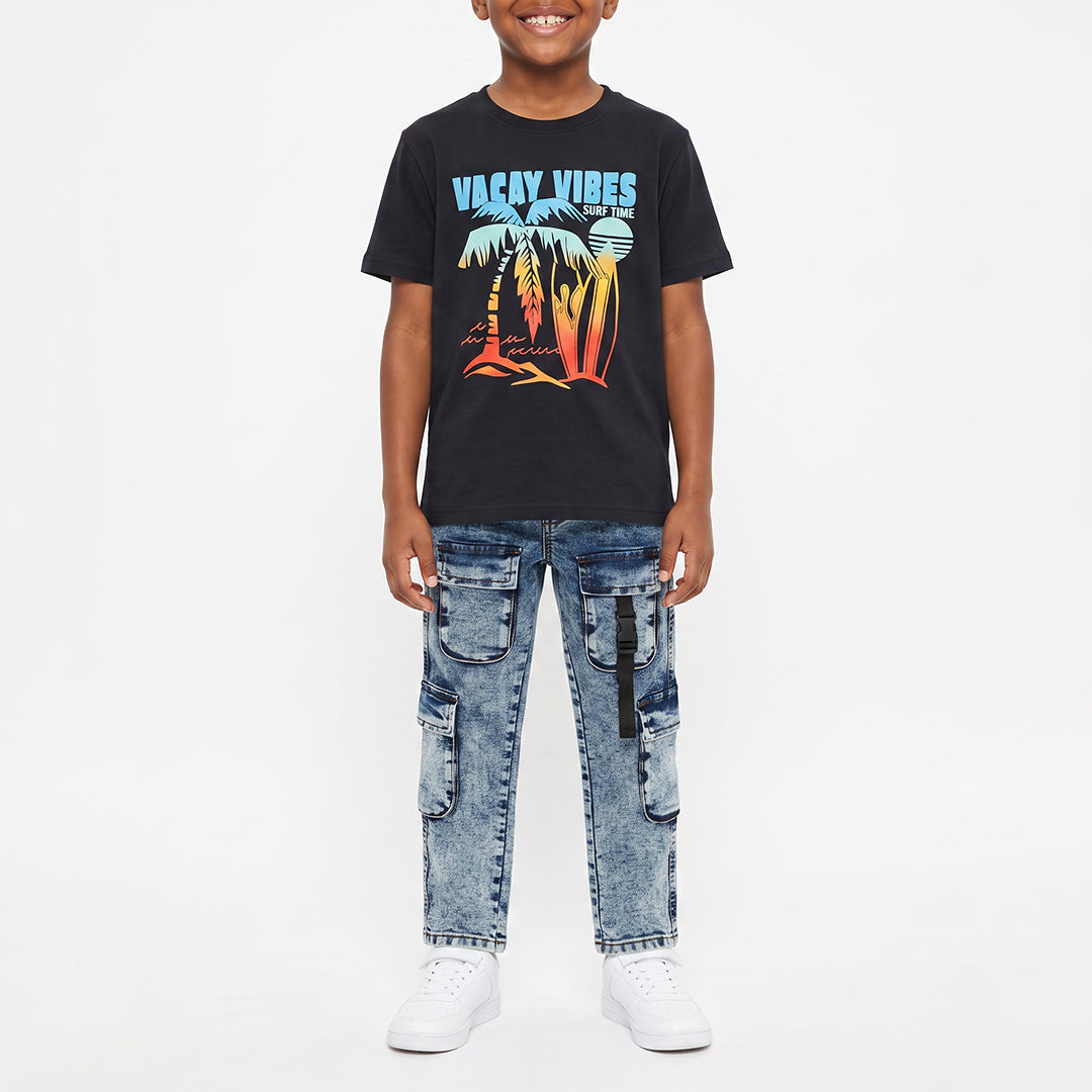 NAVY PRINTED T-SHIRT
