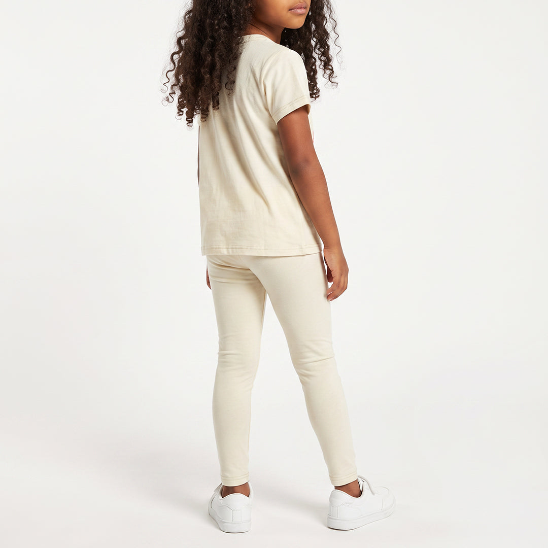 GIRLS TRB OATMEAL LEGGING WITH PUFF PRINT ON SIDE