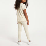 GIRLS TRB OATMEAL LEGGING WITH PUFF PRINT ON SIDE