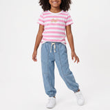 GIRLS TRB PINK/WHITE STRIPE SHORT SLEEVE T-SHIRT
