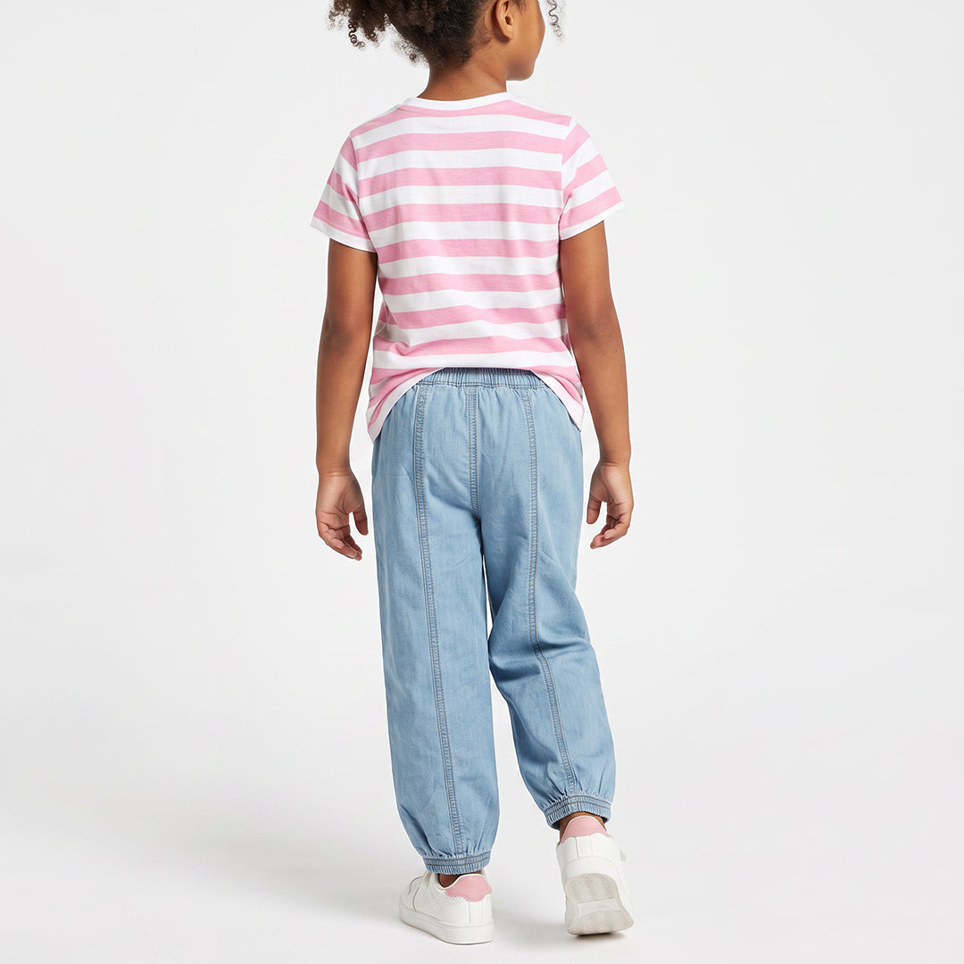 GIRLS TRB PINK/WHITE STRIPE SHORT SLEEVE T-SHIRT