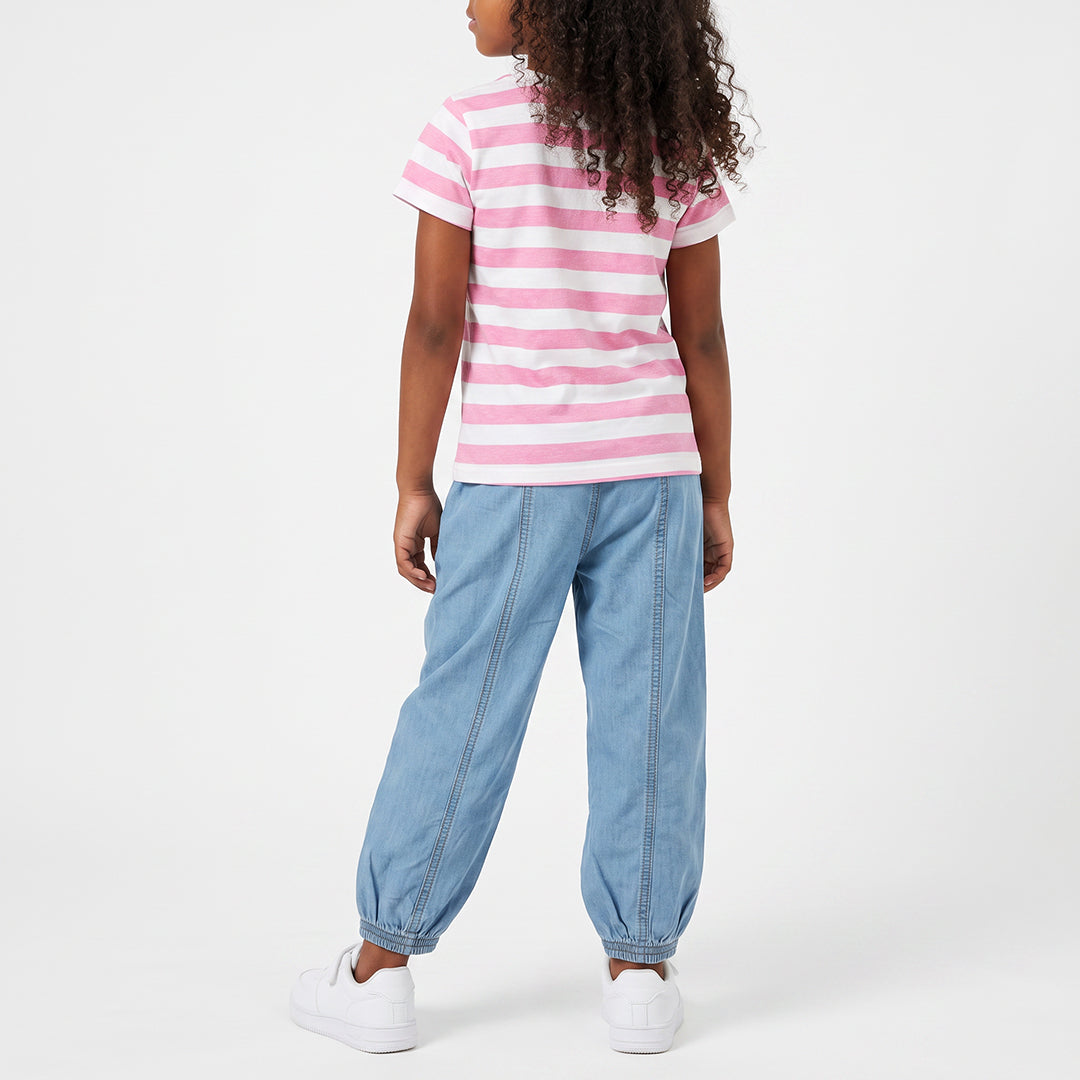 GIRLS TRB PINK/WHITE STRIPE SHORT SLEEVE T-SHIRT