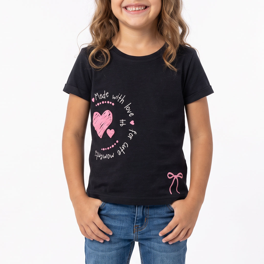 GIRLS NAVY SHORT SLEEVE T-SHIRT