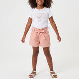 GIRLS TRB WHITE TSHIRT WITH CF PRINT AND SIDE RUCHING