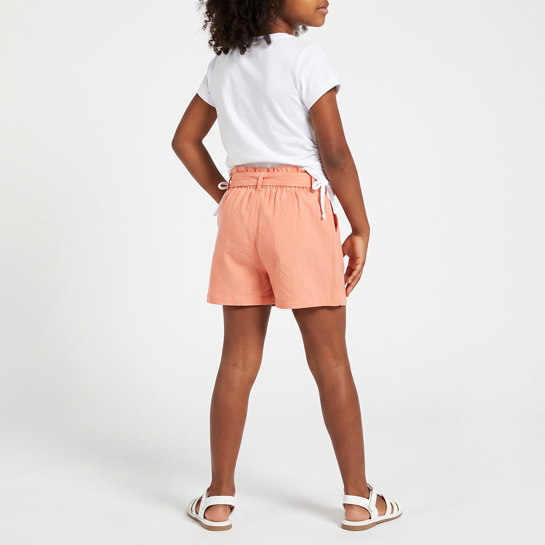 GIRLS TRB WHITE TSHIRT WITH CF PRINT AND SIDE RUCHING
