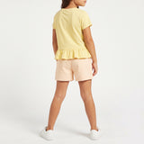 GIRLS TRB WHITE AND YELLOW 2PK TEES WITH CF PRINTS