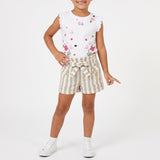 GIRLS TRB WHITE AND YELLOW 2PK TEES WITH CF PRINTS