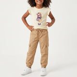 GIRLS TRB CREAM TSHIRT WITH CF PRINT