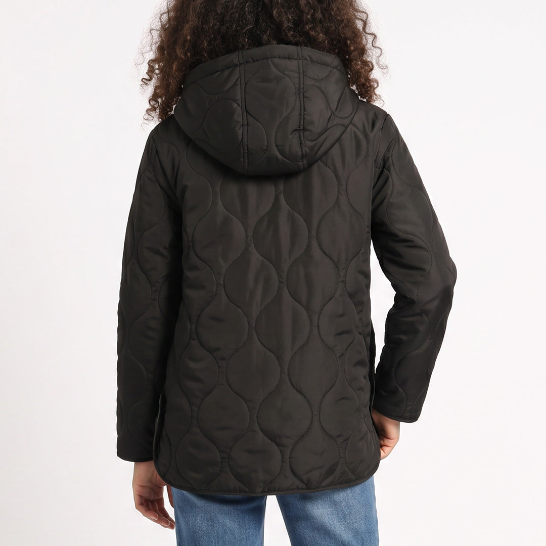 TRB GIRLS BLACK QUILTED JACKET