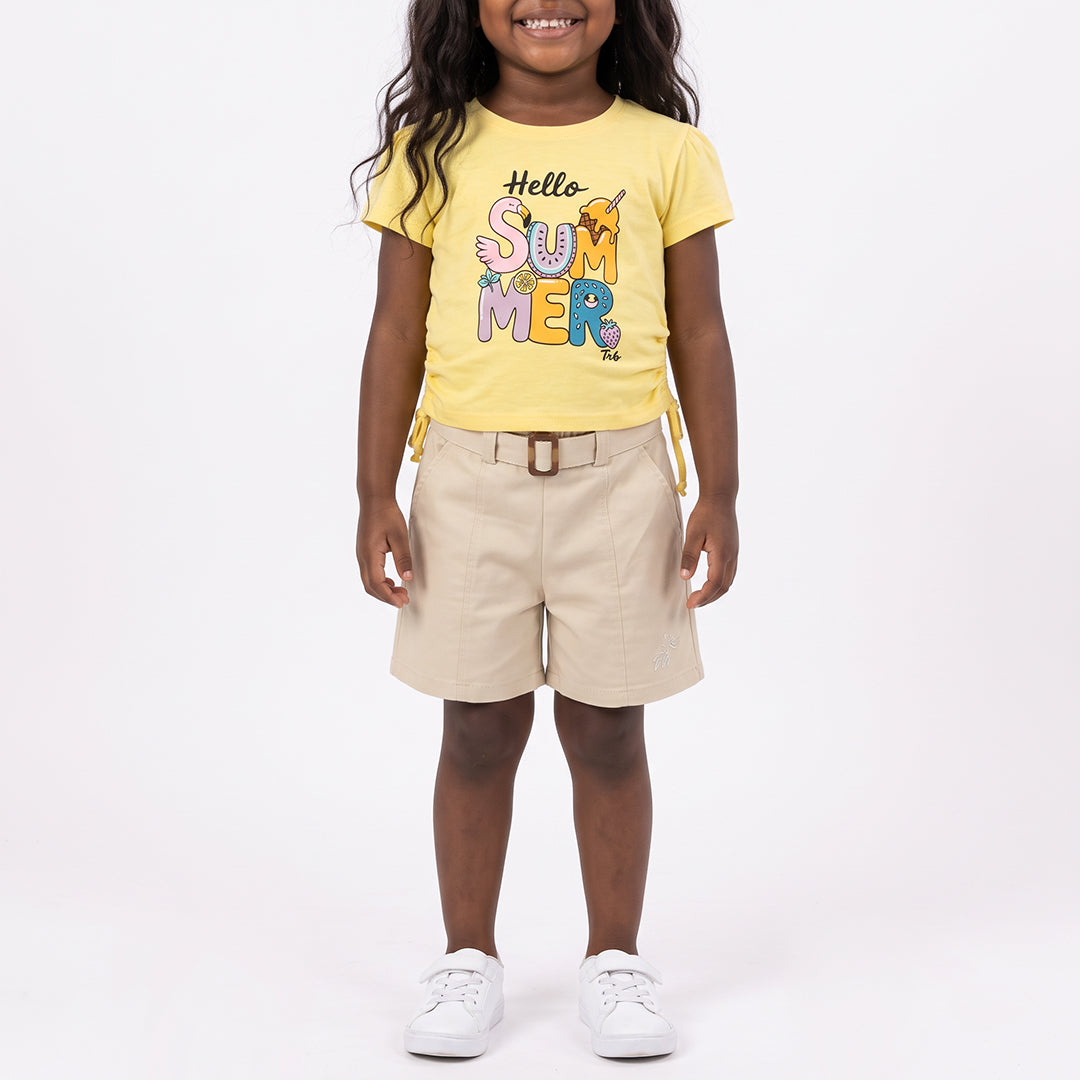 GIRLS YELLOW TEE WITH SIDE TIES