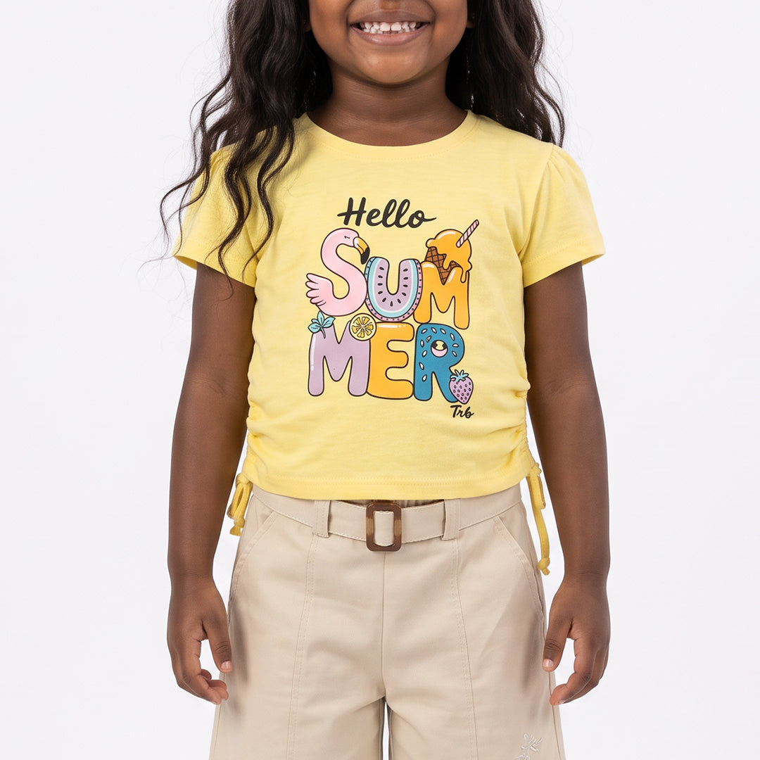 GIRLS YELLOW TEE WITH SIDE TIES