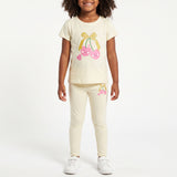 GIRLS TRB OATMEAL LEGGING WITH PUFF PRINT ON SIDE