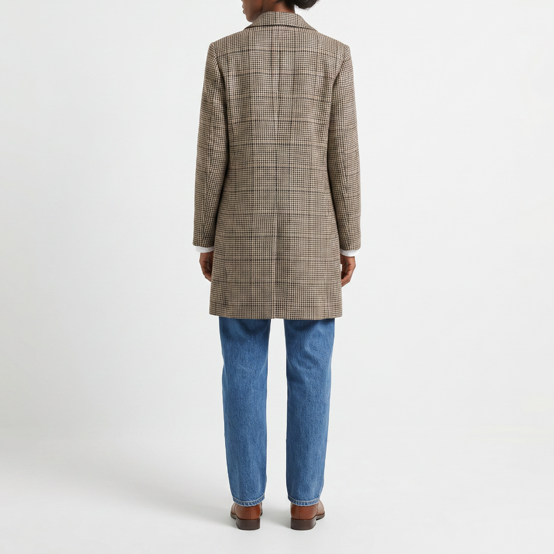 CHECK LONG SLEEVE AMAJARZ MELTON COAT-18
