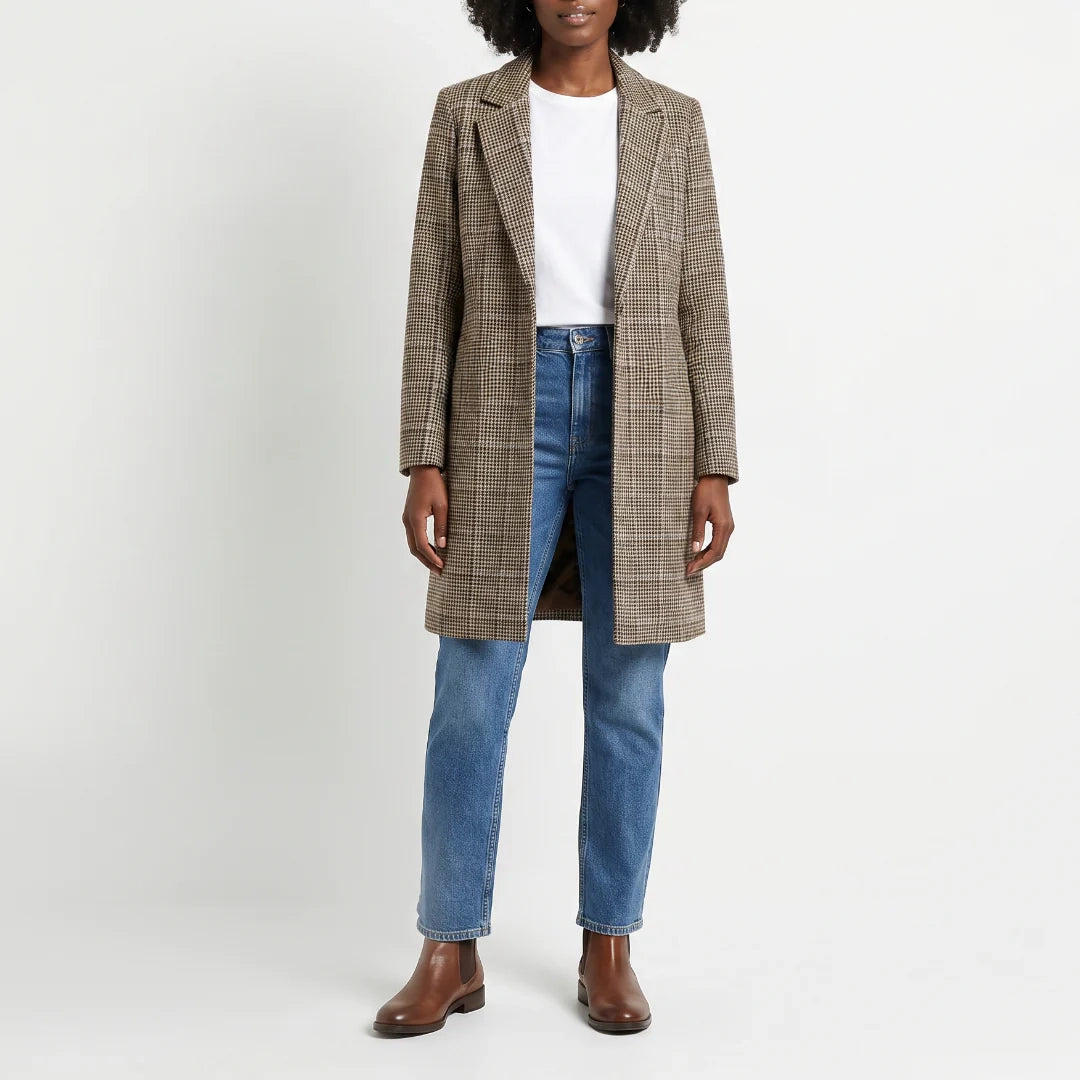 CHECK LONG SLEEVE AMAJARZ MELTON COAT-18