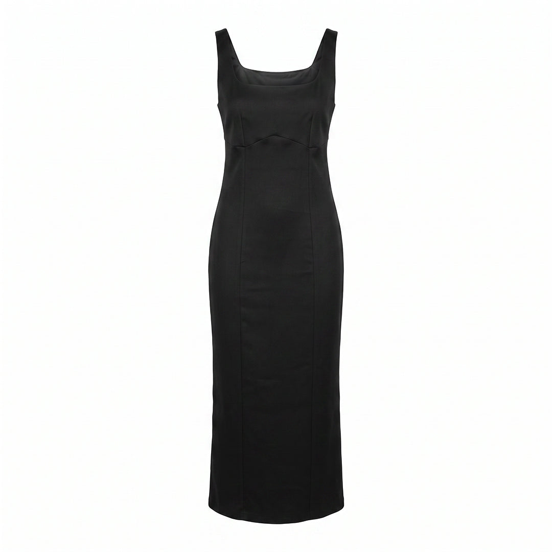 BLACK STAPPY PANEL BODY DRESS DRESS (BANGLINE)