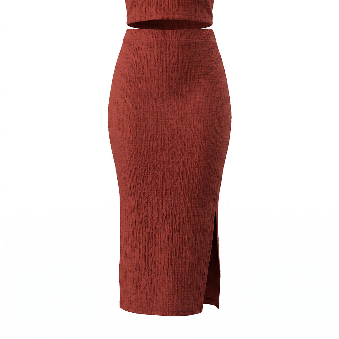 Rust Slit Skirt