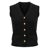 BLACK TEXTURED SLEEVELESS CARDIGAN
