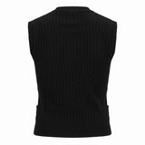 BLACK TEXTURED SLEEVELESS CARDIGAN