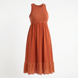 RUST SLEEVELESS DRESS