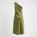 LADIES NOVA FASHION SATIN ONE SHOULDER MAXI DRESS