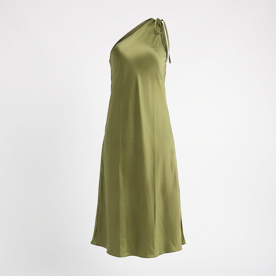 LADIES NOVA FASHION SATIN ONE SHOULDER MAXI DRESS