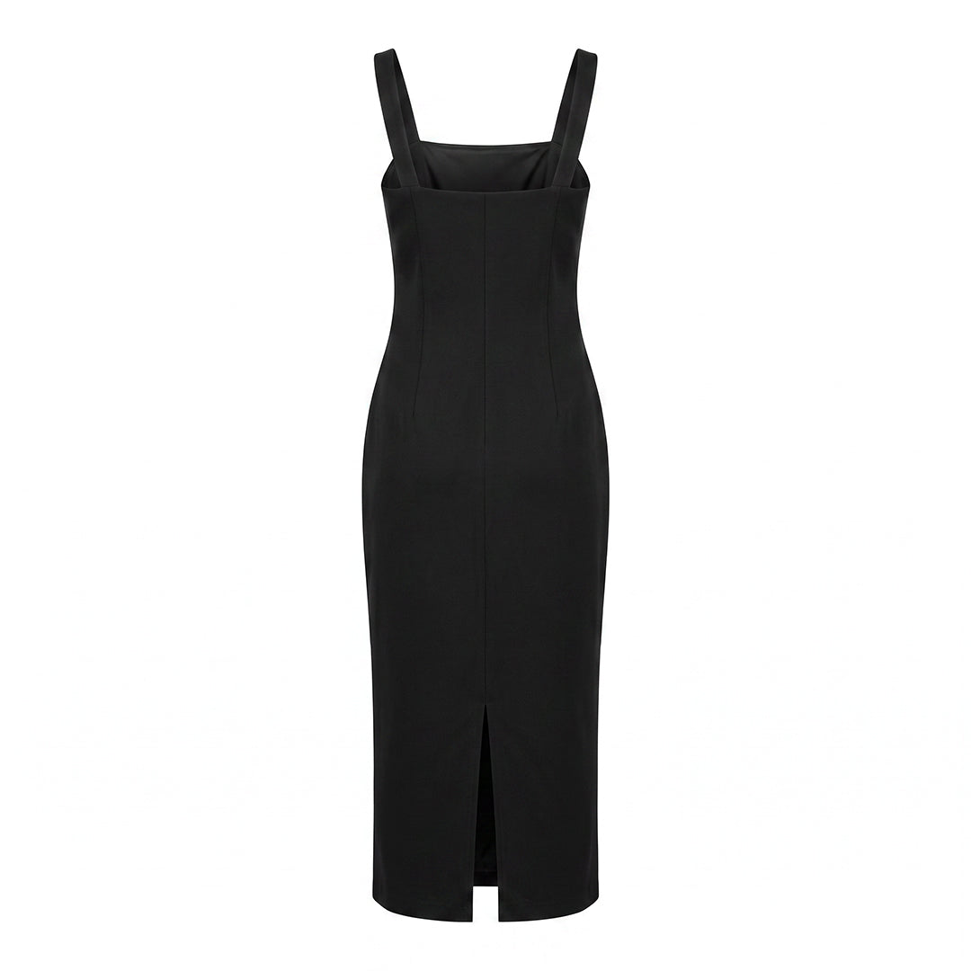 BLACK STAPPY PANEL BODY DRESS DRESS (BANGLINE)