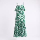 Green Print Strappy Dress