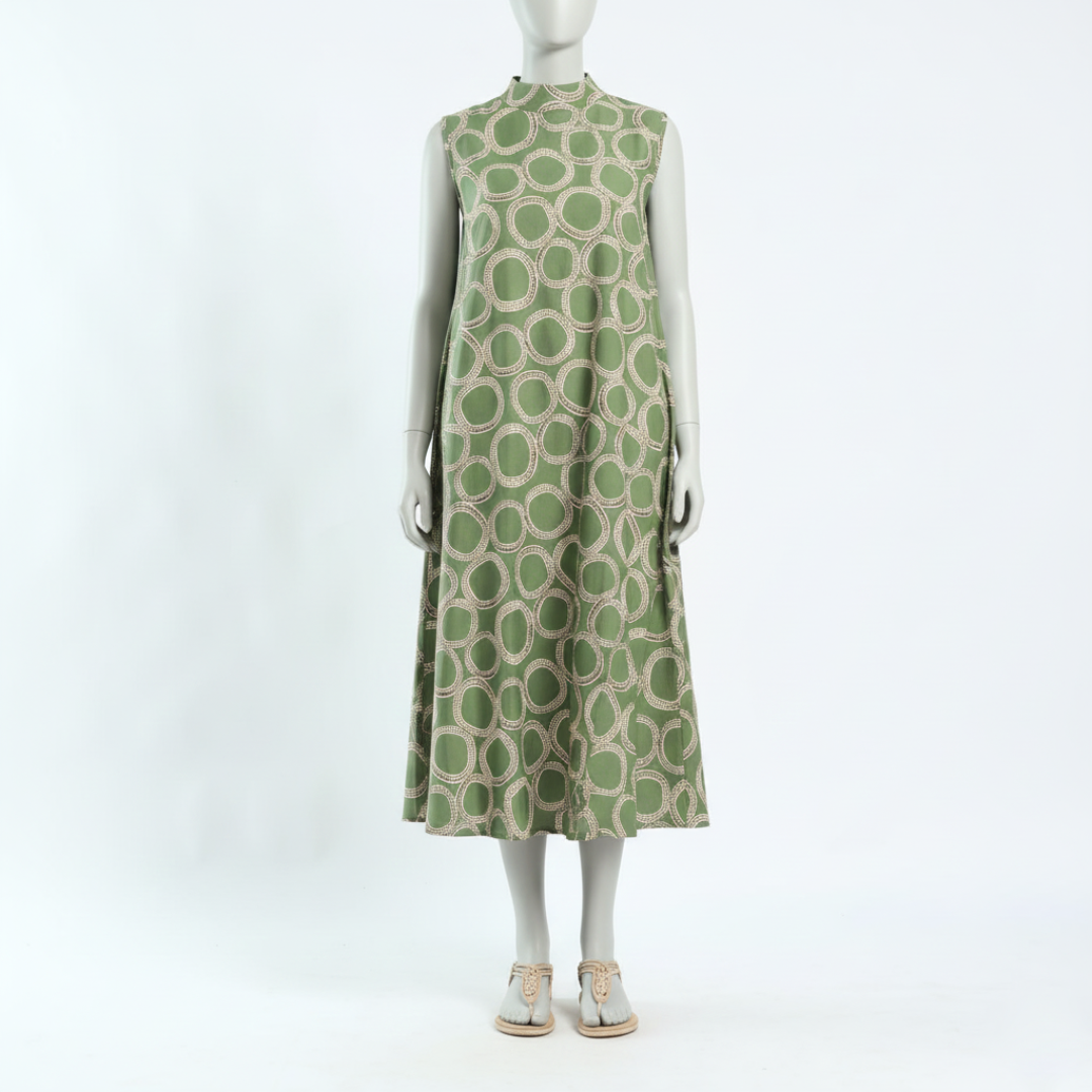 Ladies Green/Cream Dress CIARRA Fashion Fusion