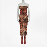 LADIES NOVA FASHION MESH TUBE DRESS WITH FRONT RUCHING DETAIL