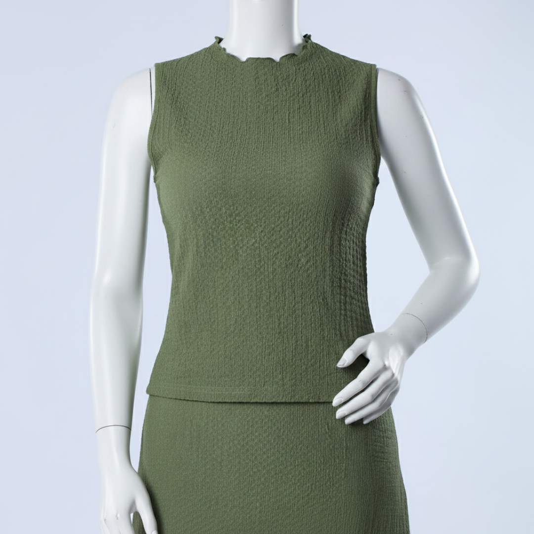 Chartreuse Flossed Neck Top ALORA Fashion Fusion