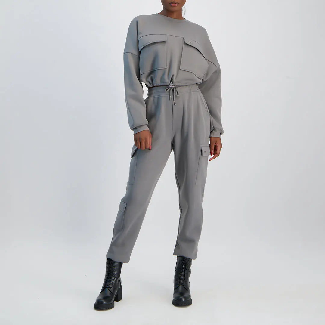 LADIES NOVA FASHION UTILITY CROPPED SWEATER