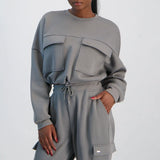 LADIES NOVA FASHION UTILITY CROPPED SWEATER
