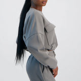 LADIES NOVA FASHION UTILITY CROPPED SWEATER