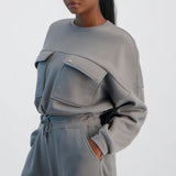 LADIES NOVA FASHION UTILITY CROPPED SWEATER